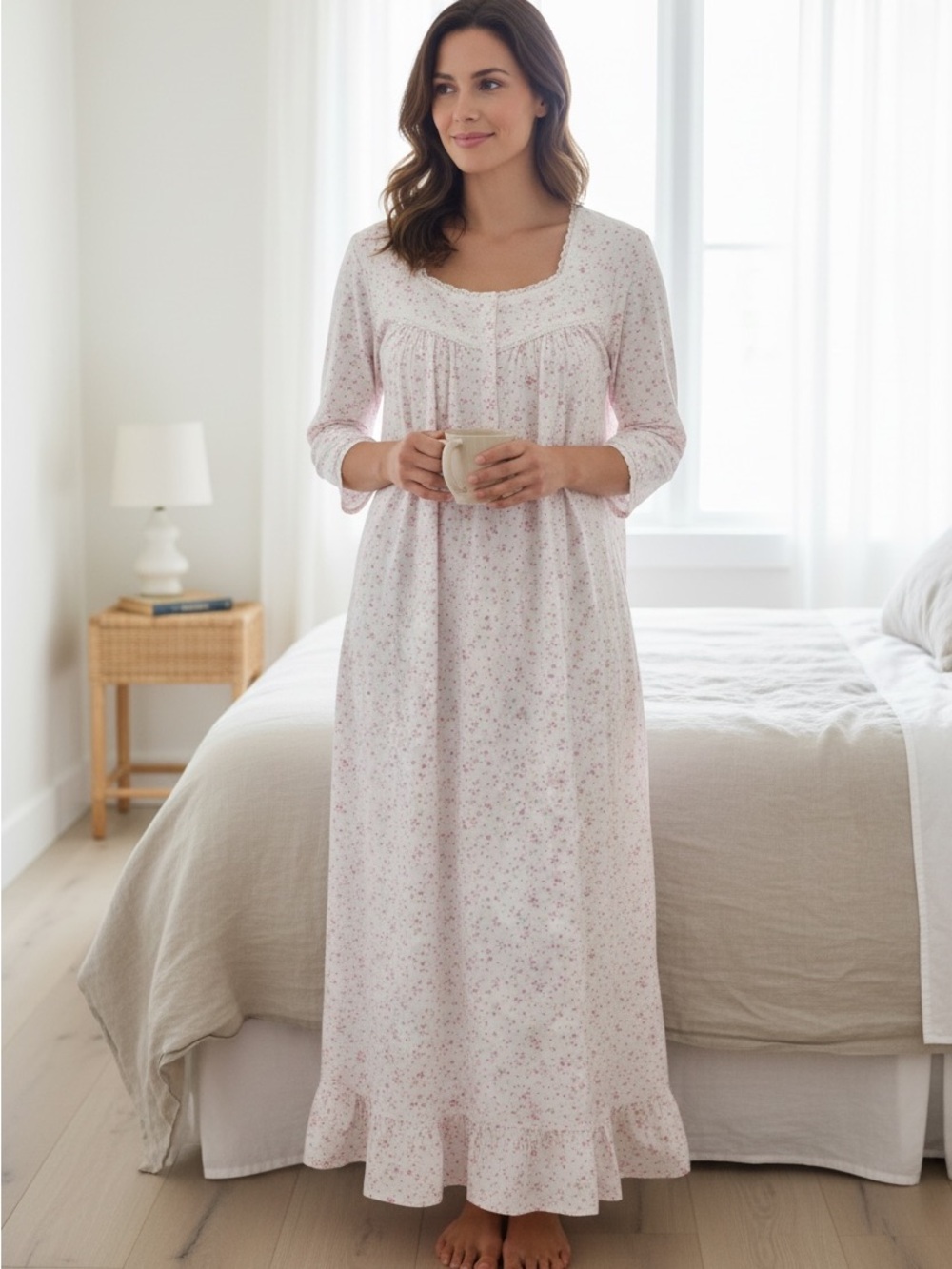 Eileen West Floral Cotton Nightgown